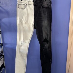 Fashion Nova Black and White Two-Tone Jeans